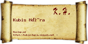 Kubis Héra névjegykártya